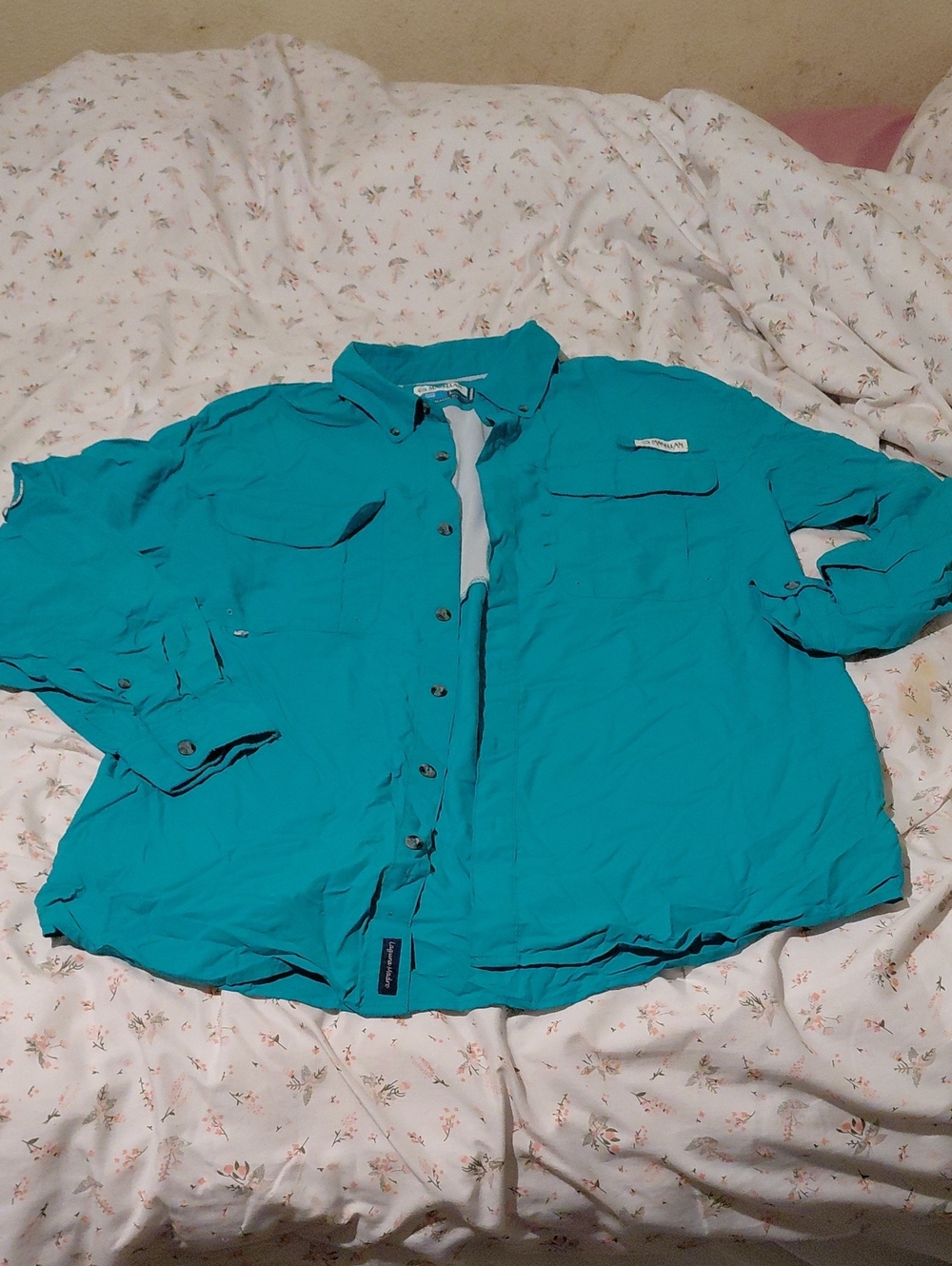Magellan Outdoors Teal Button-Down Casual Shirt